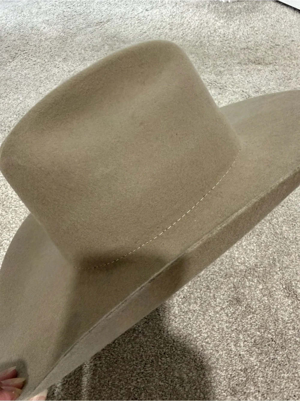 Wide Brim Felt Fedora Hat - Taupe